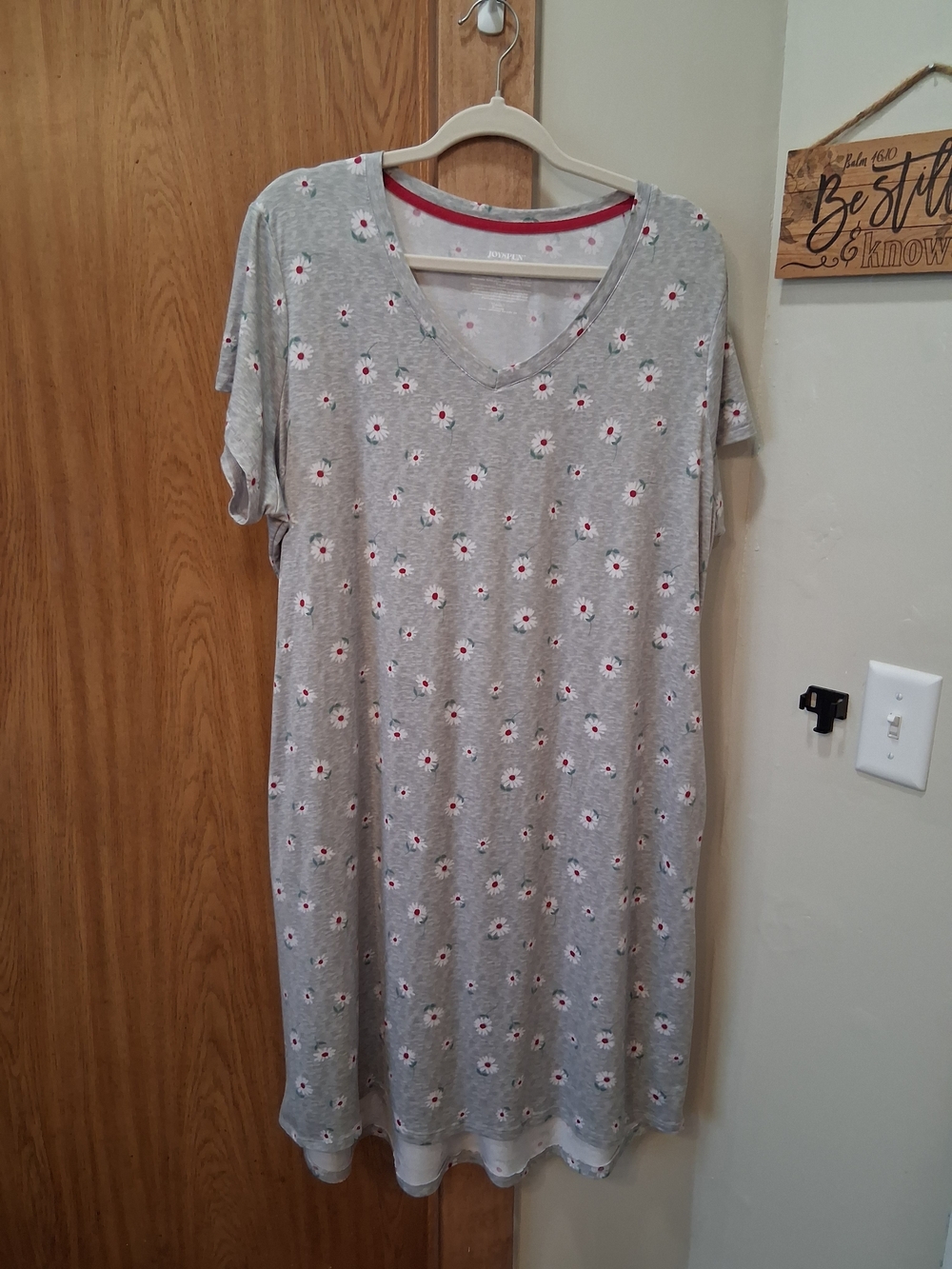 Cozy Grey Floral Nightshirt - Women's Pajama Dress